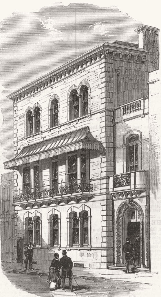 HANTS. Royal Naval Club, Portsmouth 1869 old antique vintage print picture